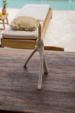 Bougeoir en bois Triple Twig - 20 cm - Blanc