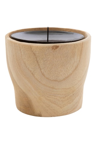 Bougeoir en teck Pin - 10 cm - Naturel