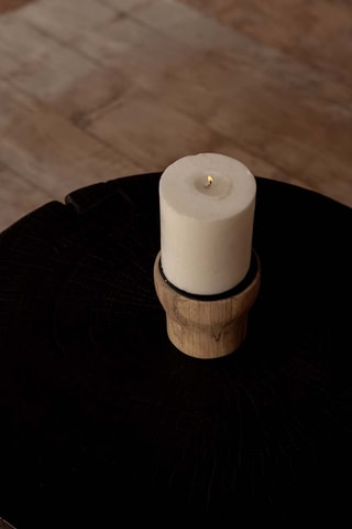 Bougeoir en teck Pin - 10 cm - Naturel