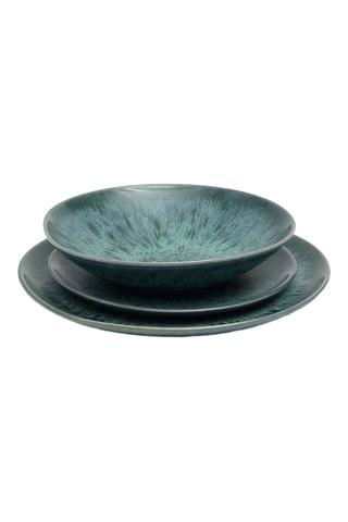 Assiette plate en grès Aqua - 22 x 22 x 2 cm