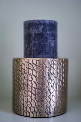 Bougeoir Croco - 12 x 12 x 10 cm - Doré