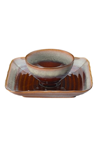 Assiette creuse en céramique Smoked Horizon - 21 x 21 x 4,3 cm