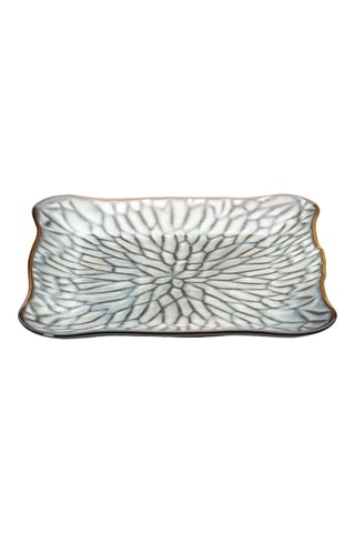 Assiette plate en céramique Lotus Ice - 25,5 x 24 x 2 cm