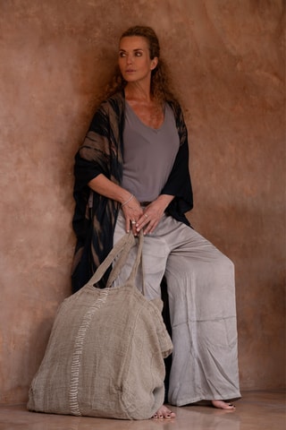 Cabas en lin Tote-ally - Beige