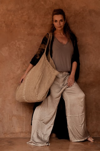 Cabas en lin Tote-ally - Beige