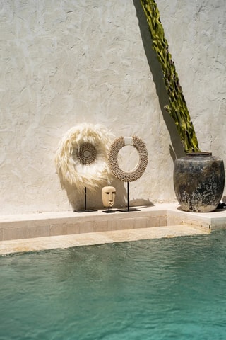 Décoration sur pied - 30 x 7 x 45 cm - Blanc et noir