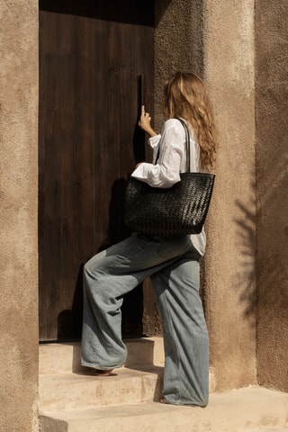 Cabas en cuir Execu-Shopper - Noir