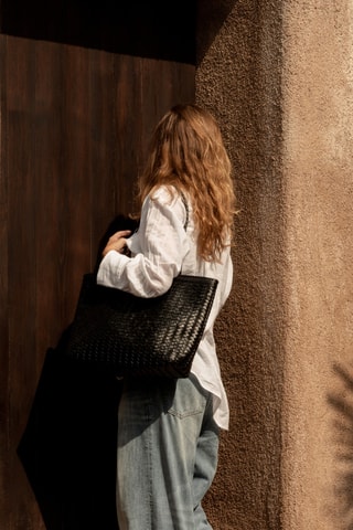 Cabas en cuir Execu-Shopper - Noir