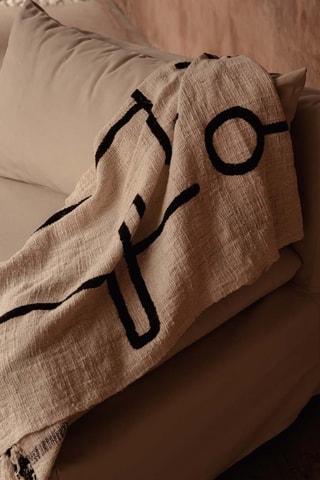 Jeté de lit Evil Eye - Beige et noir - 128 x 240 x 1 cm