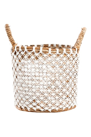 Panier Cross stitched - 29 cm - Naturel et blanc
