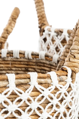 Panier Cross stitched - 29 cm - Naturel et blanc