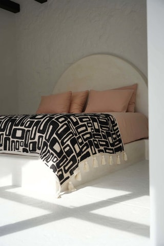 Jeté de lit - Beige et noir - 240 x 128 x 1 cm