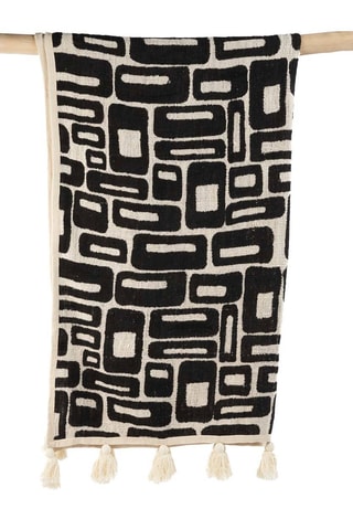 Jeté de lit - Beige et noir - 240 x 128 x 1 cm