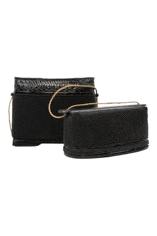 Boîte de rangement en bambou - 25 x 25 x 27 cm - Noir