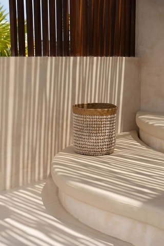 Panier - 34 x 34 x 40 cm - Beige et blanc
