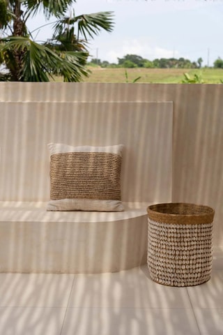 Panier - 34 x 34 x 40 cm - Beige et blanc