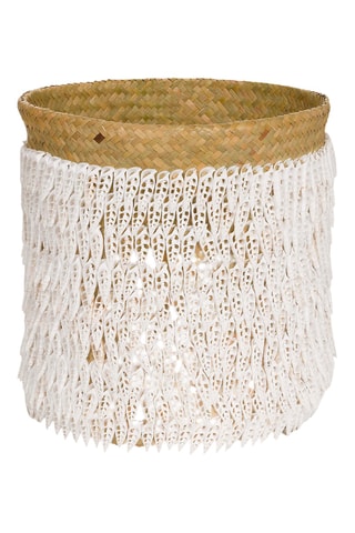 Panier - 34 x 34 x 40 cm - Beige et blanc