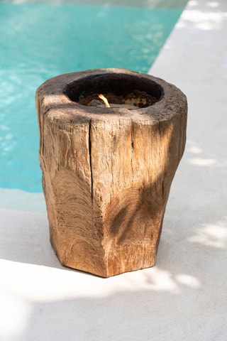 Bougeoir en bois Candle Trunk - 38 cm - Naturel