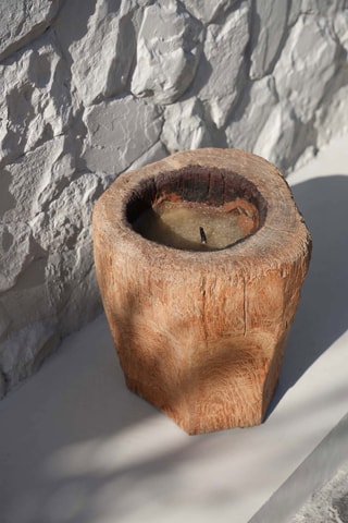 Bougeoir en bois Candle Trunk - 38 cm - Naturel