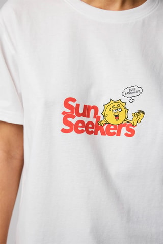 T-shirt regular en coton biologique Sun Seekers - Blanc