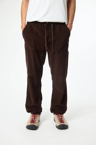 Pantalon regular en velours Check - Marron