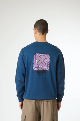 Sweat en coton biologique Font - Bleu