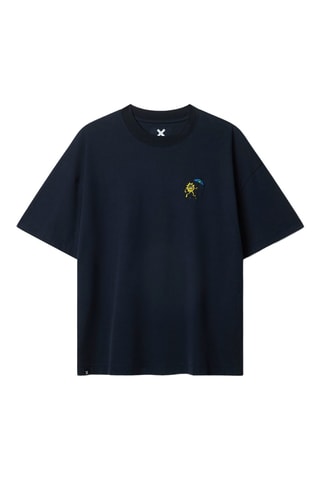 T-shirt boxy en coton biologique Quilt - Bleu marine