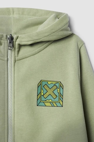Sweat à capuche en coton biologique Font - Vert clair
