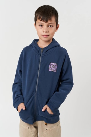 Sweat à capuche en coton biologique Font - Bleu