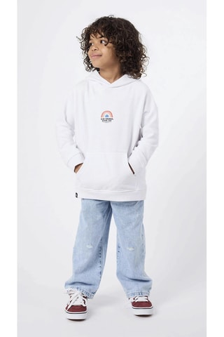 Sweat à capuche en coton biologique Rainbow - Blanc