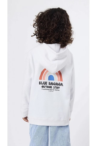 Sweat à capuche en coton biologique Rainbow - Blanc