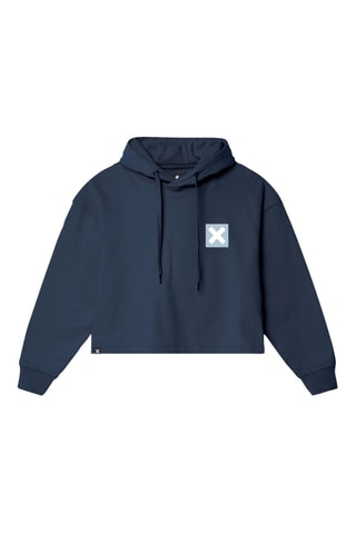 Sweat court à capuche en coton biologique Nature - Bleu