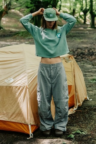 Sweat court en coton biologique Nature - Vert d'eau