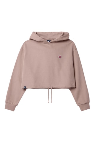 Sweat court à capuche en coton biologique Heart - Orange clair
