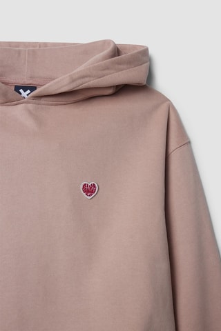 Sweat court à capuche en coton biologique Heart - Orange clair