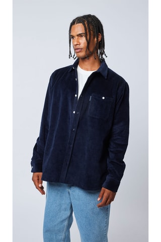 Chemise regular en velours River - Bleu marine