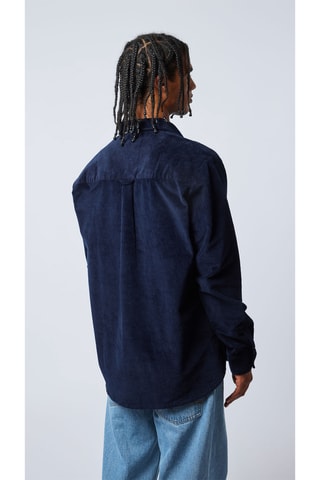 Chemise regular en velours River - Bleu marine