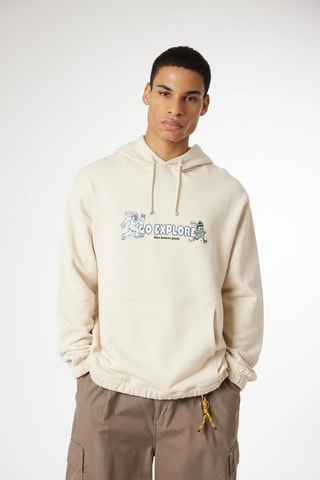 Sweat à capuche en coton biologique Chase - Beige