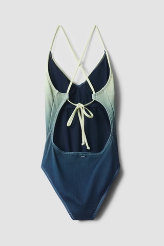 Maillot 1 pièce dip and dye Crinkle - Bleu marine