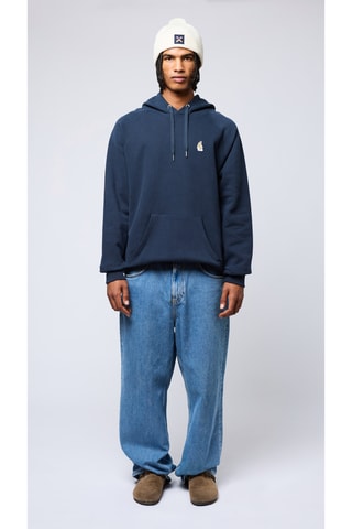 Sweat à capuche en coton biologique Banana - Bleu marine