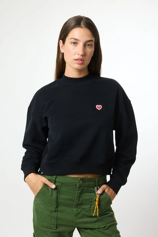 Sweat court en coton biologique Heart - Noir