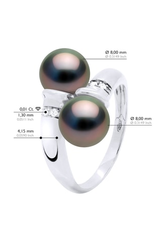 Ring Witgoud, Zoetwatercultivéparel en Diamanten