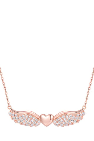 Collier - Argent plaqué or rose et zircons