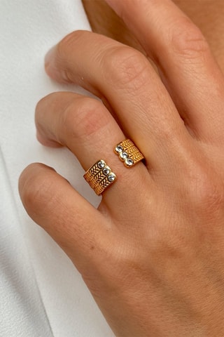 Ring - Zilver Doublé Geelgoud en Spinellen