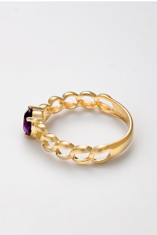 Ring Nicia  Geelgoud en Amethist
