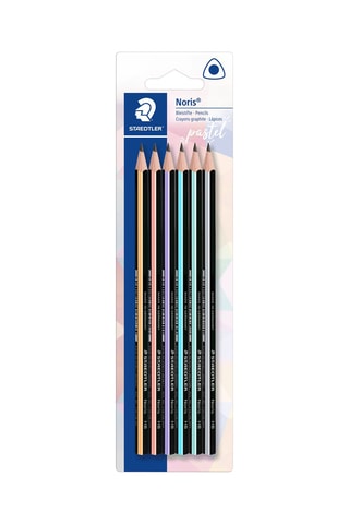 6 crayons graphites triangulaires Noris® Edition pastel