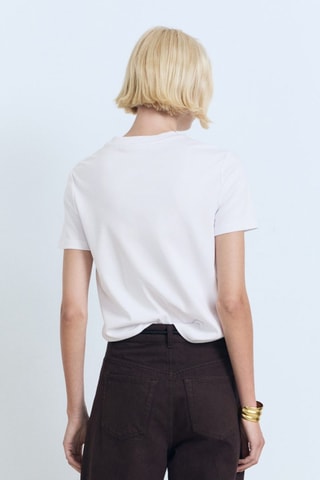 T-shirt coton col en V - Blanc