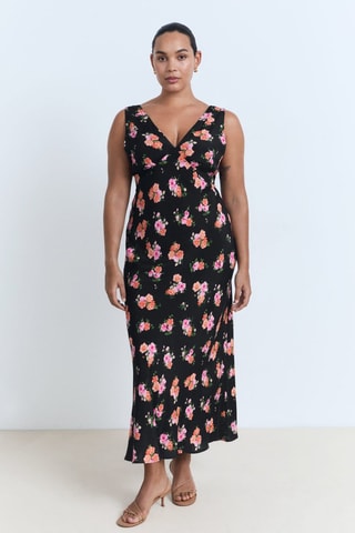 Robe longue fleurie - Noir