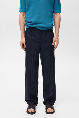 Pantalon regular-fit lyocell lin - Bleu