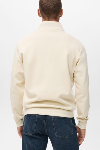 Sweat coton regular-fit à zip - Écru